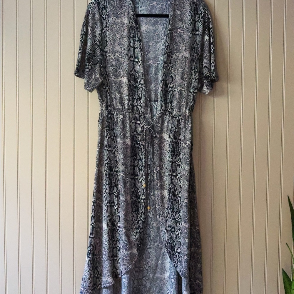 Snake Print, Long-Lightweight Cardigan, Drawstring